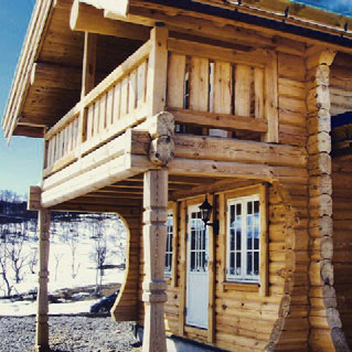 Log house balcony